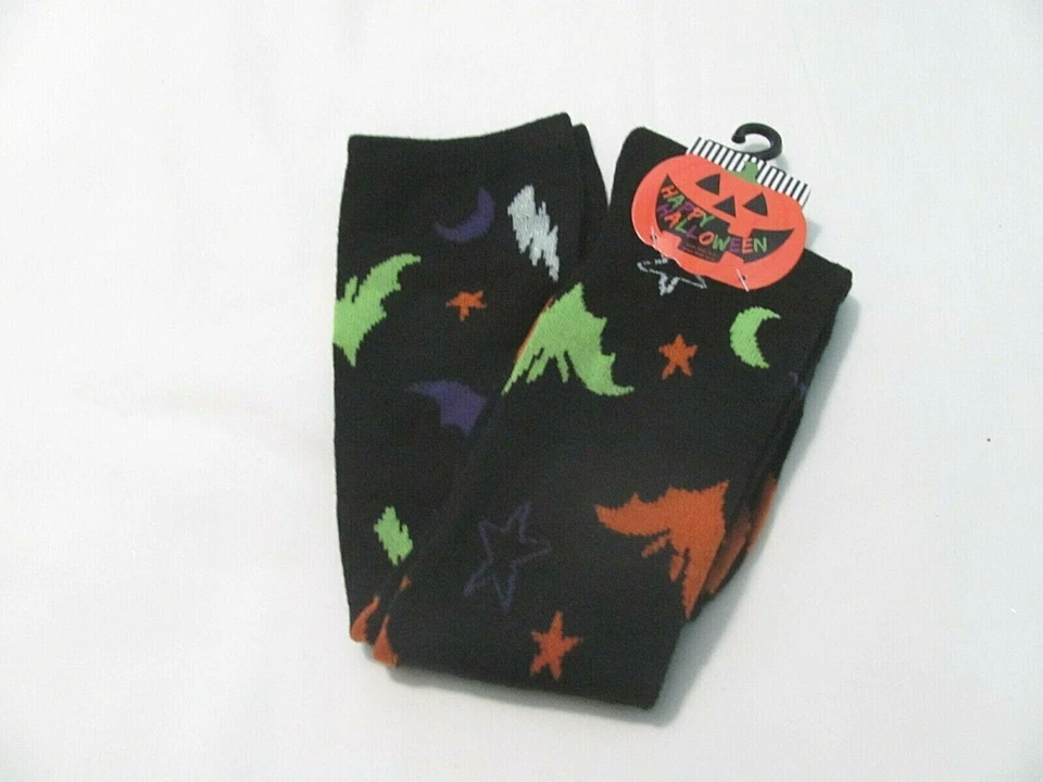 NUEVO CON ETIQUETAS TALLA 9-11 (TALLA CALCETÍN) CALCETINES HASTA LA RODILLA PARA MUJER ~~ MURCIÉLAGOS, LUNAS, ESTRELLAS Foto 1 de 3