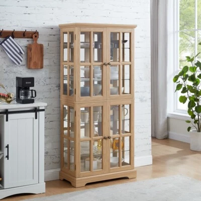 Vitrina antigua Curio con puertas de vidrio estantes ajustables oficina en casa Foto 1 de 4