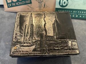 Vtg 1933 Chicago Worlds Fair Power of Water Trinket Box /and Vintage Log Book