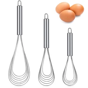 3Pack Stainless Steel Ballon Whisk for Kitchen Cooking Blending Beating Stirring - Picture 1 of 7
