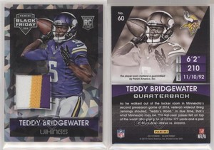 2014 Panini Black Friday Cracked Ice Memorabilia Teddy Bridgewater #60 Rookie RC