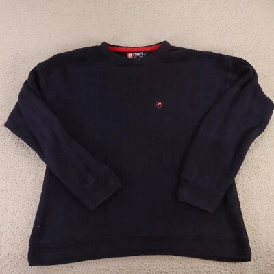 VINTAGE Ralph Lauren Sweater Mens XL Blue Herringbone Knit Cotton USA Chaps - Image 1 of 4
