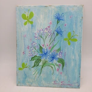 Toni Tanner "Wild-Wild Flowers" Original Acrylic on Board Painting 10"X8" 1960's - Picture 1 of 4
