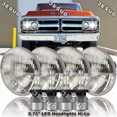 4PCS 5.75'' Inch LED Headlights for GMC C15/C1500 C25/C2500 C35/C3500 Pickup Foto 1 de 4