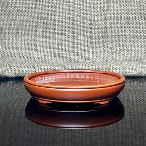 Maceta bonsai hecha a mano, olla ovalada, cerámica, grabada a mano, tamaño 5,2" - Imagen 1 de 9