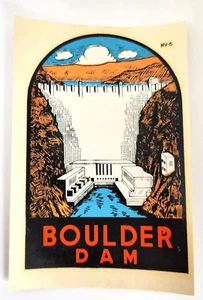 Vintage Boulder Dam Nevada Travel Souvenir Water Decal LINDGREN TURNER Co WA - Picture 1 of 8