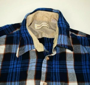 Vintage Plaid Flannel Shirt Mervyn's Size M/L 70s 80s Blue Shadow Plaid Grunge - Picture 1 of 10