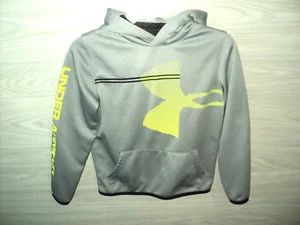 Under Armour Hoodie Loose Boy's Size Youth Large Gray & Lime Coldgear - Picture 1 of 4
