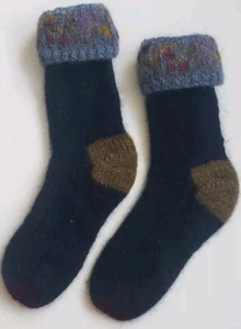 Calcetines de Lana Hechos a Mano Newari Nórdico Nepal Acogedores Cálidos Artesanales Tejidos Invierno Unisex - Imagen 1 de 8
