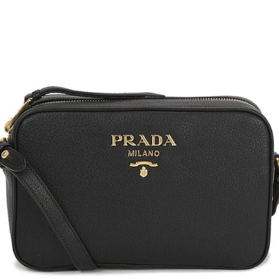 Prada Royal Blue Vitello Phenix Leather Shoulder Camera Bag 1BH103