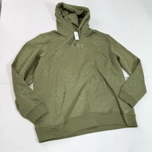 GAP Hoodie Sweatshirt Womens XL Floral Green Hooded Pullover New Oversized - Bild 1 von 8