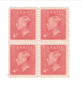 MNH - Canada Stamp #287 - King George VI (1949) 4¢ Block - Picture 1 of 1