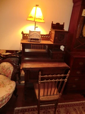 Period Aesthetic Movement Desk and Chair - Image 1 of 4