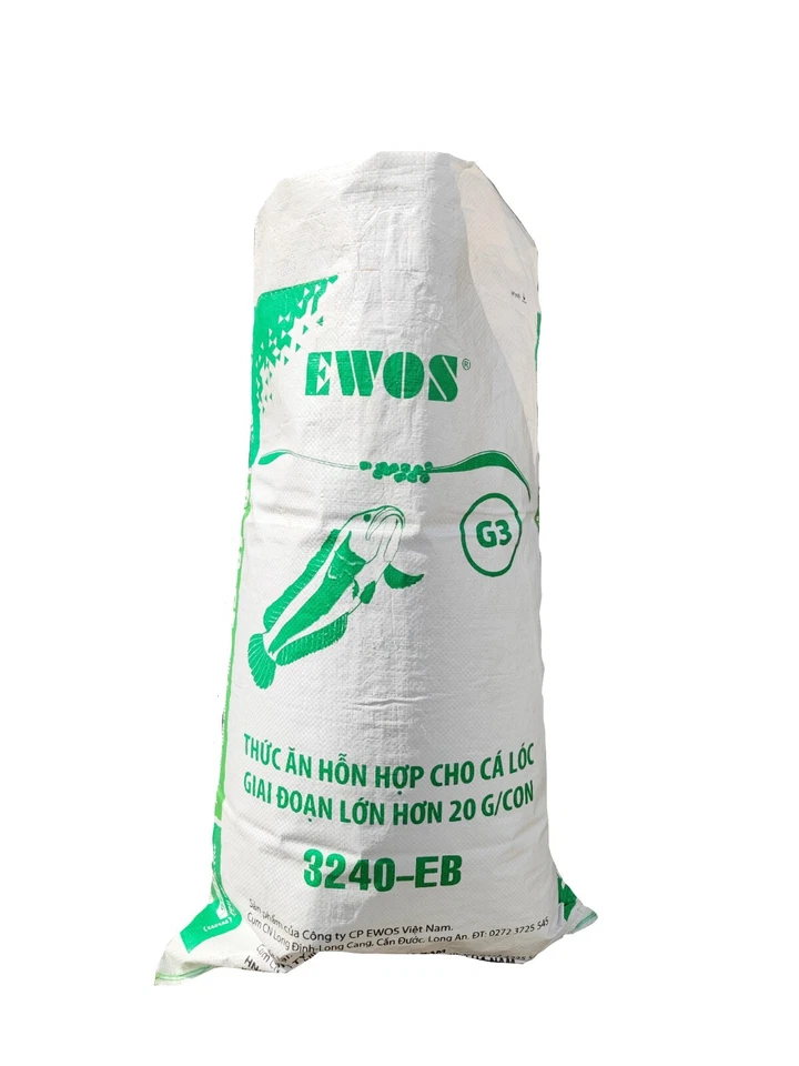 großer Sack | Vietnam Fisch Futter EWOS weiß grün | upcycling  DIY - Bild 1 von 4