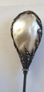 SUPERB ANTIQUE HAT PIN 1890 WITH NATURAL PEARL PEARL OYSTER HAT PIN - Picture 1 of 5