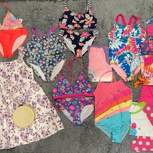 Girls clothing bundle Sz 10-12 Dresse Swimsuits Pajamas Summer Colorful Travel - Picture 1 of 9