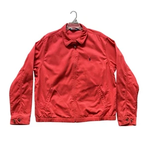 Giacca Bomber Vintage Polo Ralph Lauren Uomo Harrington Full Zip Rosso Anni 90 Large - Foto 1 di 12