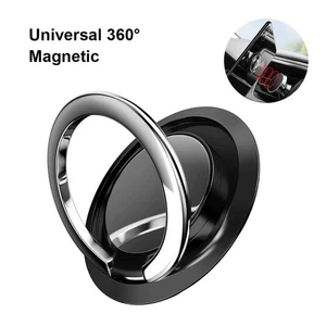 Finger Ring Holder Stand 360° Rotating For Cell Phone Car Magnetic Mount Black - Picture 1 of 9