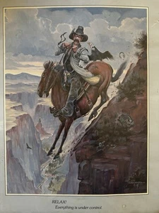 Vintage Sidekick Leanin' Tree Print Mike Scovel 1989 RELAX! Cowboy Cartoonist - Picture 1 of 8