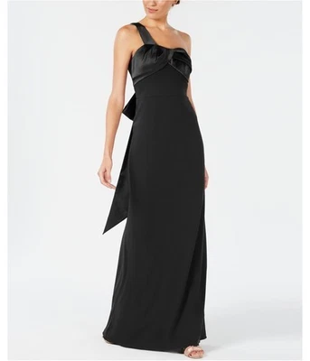 Adrianna Papell One Shoulder Bow Gown Black Size 12 Formal Evening Long Dress  - Image 1 of 4