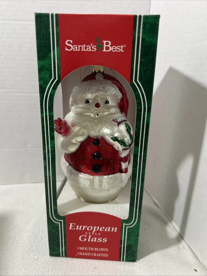 Vtg 1996 European Style Hand Blown Glass Angel Ornament 7" W/box Trim a Home