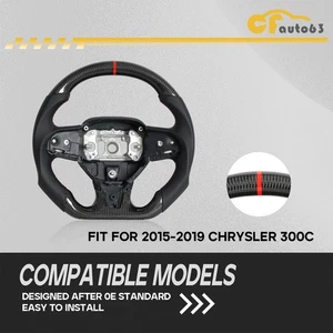 Volante de fibra de carbono real costura roja apto para Chrysler 300 300C 2015-2019 - Imagen 1 de 10