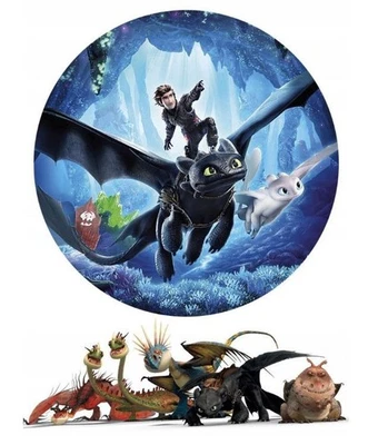 MARKENLOS Dragon Schwarzer Drache Essbar Zuckermasse Tortenbild Tortenaufleger + 4 Muffin