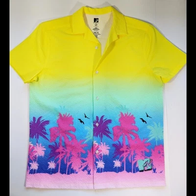 MTV Shirt Neon Color Palm Trees 80s-Miami-Retro from 2024 RARE NEW Med NO TARIFF - Image 1 of 4