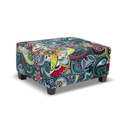 Cubierta otomana XL longitud: 47-56", ancho: 24-30", altura: 15-20" azul marino y verde Foto 1 de 4