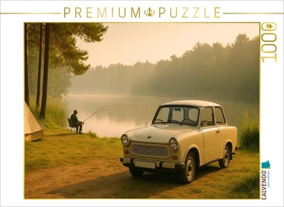 CALVENDO Puzzle Morgenstille mit Angler und Trabant 601 | 1000 Teile Lege-Größe