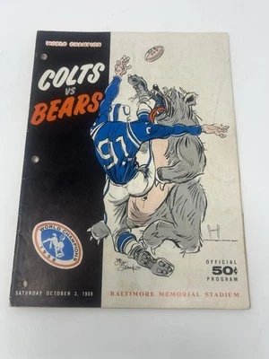 Oct 3 1959 NFL Football Program Chicago Bears at Baltimore Colts FLAWS - Image 1 of 4