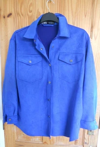 ZARA BLUSA AZUL REAL GAMUZA TACTO CAMISA EUR M - Imagen 1 de 2