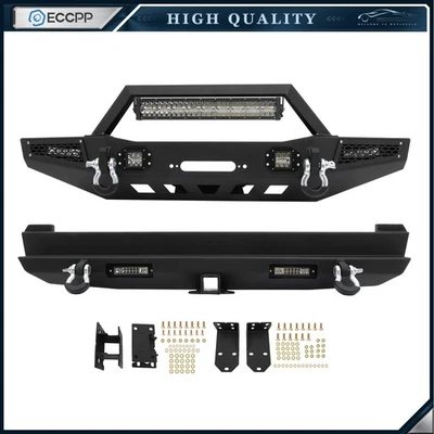 Front/Rear Bumper W/Winch Plate&LED Lights For 1984-2001 JEEP Cherokee Foto 1 de 4