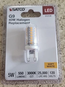 12 Satco LED S12130 G9 40w Halogen Reolacement Light Bulb Soft White 550 Lumens - Picture 1 of 4