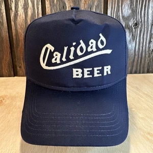 Calidad Beer Hat Snapback Cap Navy Blue Mexican Cerveza Script California - Picture 1 of 11