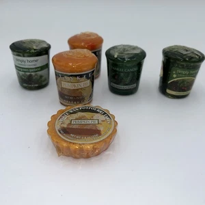 New Sealed Yankee Candle 6 Lot Sample & Tart Retired Pumpkin Pie  Christmas Pine - Picture 1 of 5