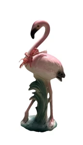 Vintage Mid Century 1950's Glossy Art Deco Pink Flamingo Tall Ceramic Figurine - Picture 1 of 6