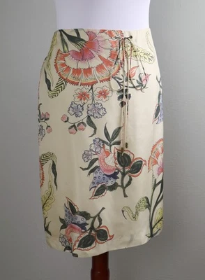 Falda LAUREN RALPH LAUREN $145 Vintage 100% Seda Floral Corbata Frontal Talla 16 Foto 1 de 4