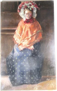 DATUM 1909 ÖL AUF LEINWAND WEISE FRAU?  MÖGLICHER KAPSTEENBOCK? ANSCHLUSS - Bild 1 von 18