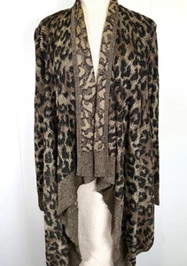 Unique St.John asymmetrical jacket wrap black brown print size M 6 8 NWOT - Picture 1 of 3