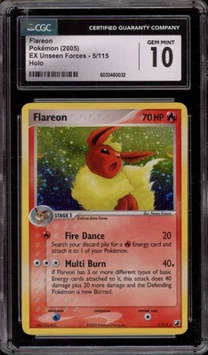 Pokemon Flareon EX Unseen Forces Holo Rare #5 CGC 10 Gem Mint - Image 1 of 2