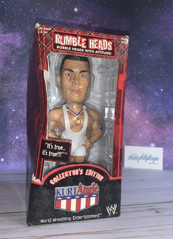 WWE Wrestling Kurt Angle Olympic GOLD Medalist Rumble Heads Bobblehead WWF Vtg Cover