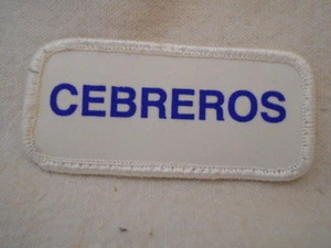 CEBREROS USED SILK SCREEN NAME PATCH TAG BOLD BLUE ON WHITE - Picture 1 of 1