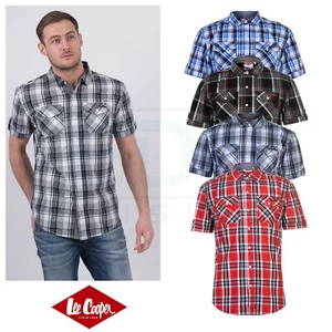 Mens Lee Cooper Short Sleeve Checked Shirt New Cotton Top Size S M L XL XXL XXXL - Picture 1 of 27