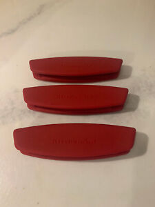 KitchenAid Replacement Handles 3 Red Baking Dish Silicone Grip For Bakeware VGC