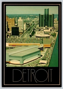 Postkarte Luftaufnahme von Detroit Michigan Renaissance Center Ford Auditorium - Bild 1 von 2