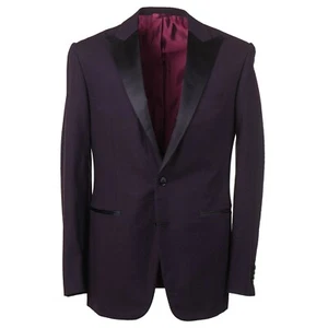 Sartoria Partenopea Slim-Fit Burgundy Wool Dinner Jacket 40R Eu50 Tuxedo Blazer - Picture 1 of 8