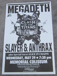 Original 1991 MEGADETH SLAYER ANTHRAX 11" x 17" POSTER Flyer ALICE IN CHAINS - Picture 1 of 2