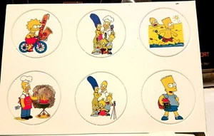 STYLE #1 THE SIMPSONS SET/6 OLDER POGS ON CARD PUNCHED MILK CAPS MINT LISA BIKE  - Picture 1 of 1
