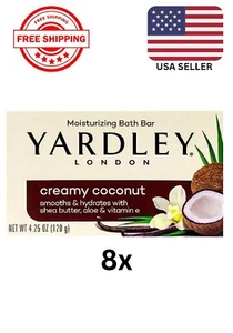 🥥 ( Lot Of 8 ) Yardley Creamy Coconut Bath Bar, 4.25 oz Each Free Shipping 🥥 - Picture 1 of 1